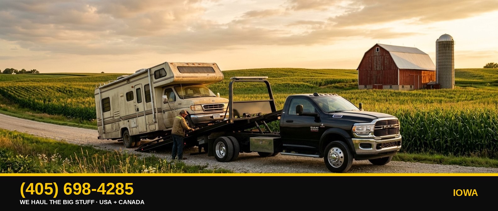 Iowa junk RV & big-asset removal — call 405-698-4285