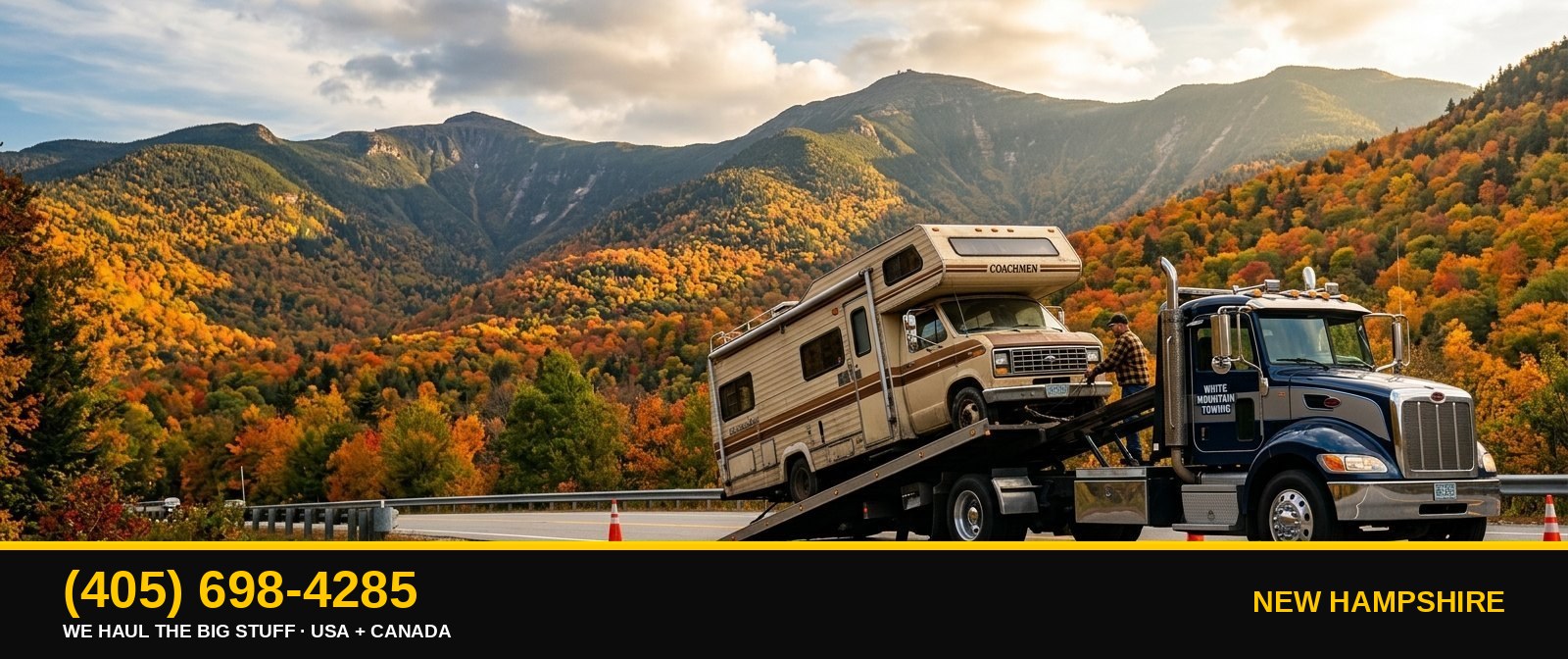 New Hampshire junk RV, motorhome, boat & big-asset removal — call 405-698-4285
