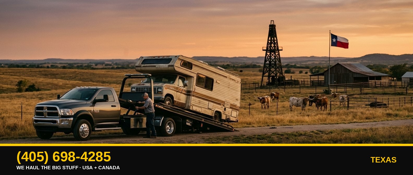 Texas junk RV, motorhome, boat & big-asset removal — call 405-698-4285